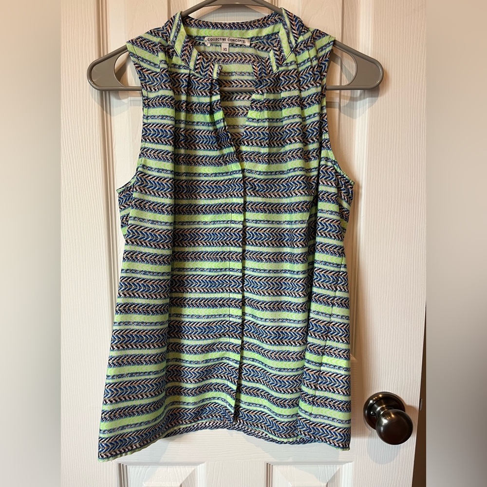 Collective Concepts Sleeveless Striped Blouse